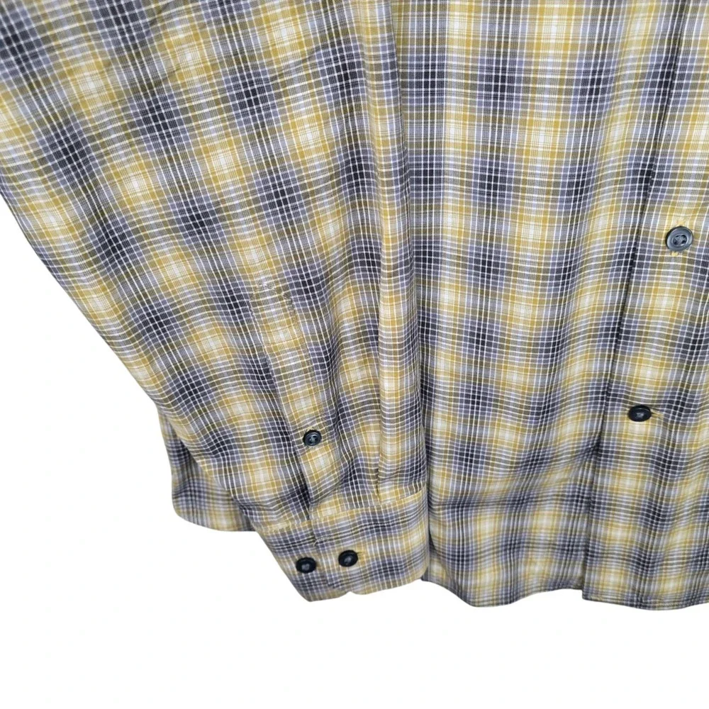 Banana Republic‎ Shirt Mens Large 16-16.5 Yellow Plaid Button Up Slim Fit Casual